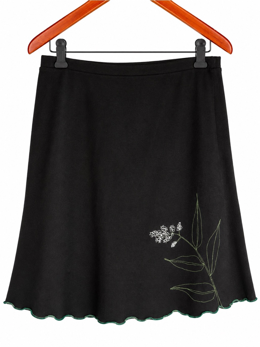 Vintage Daisy Rock Portland Oregon Embroidered Lettuce Edge Knit Mini Skirt L